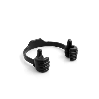 System-S Supporto da tavolo universale Supporto per smartphone in silicone Supporto per cellulare Supporto flessibile Thumbs Up per smartphone e tablet PC Nero