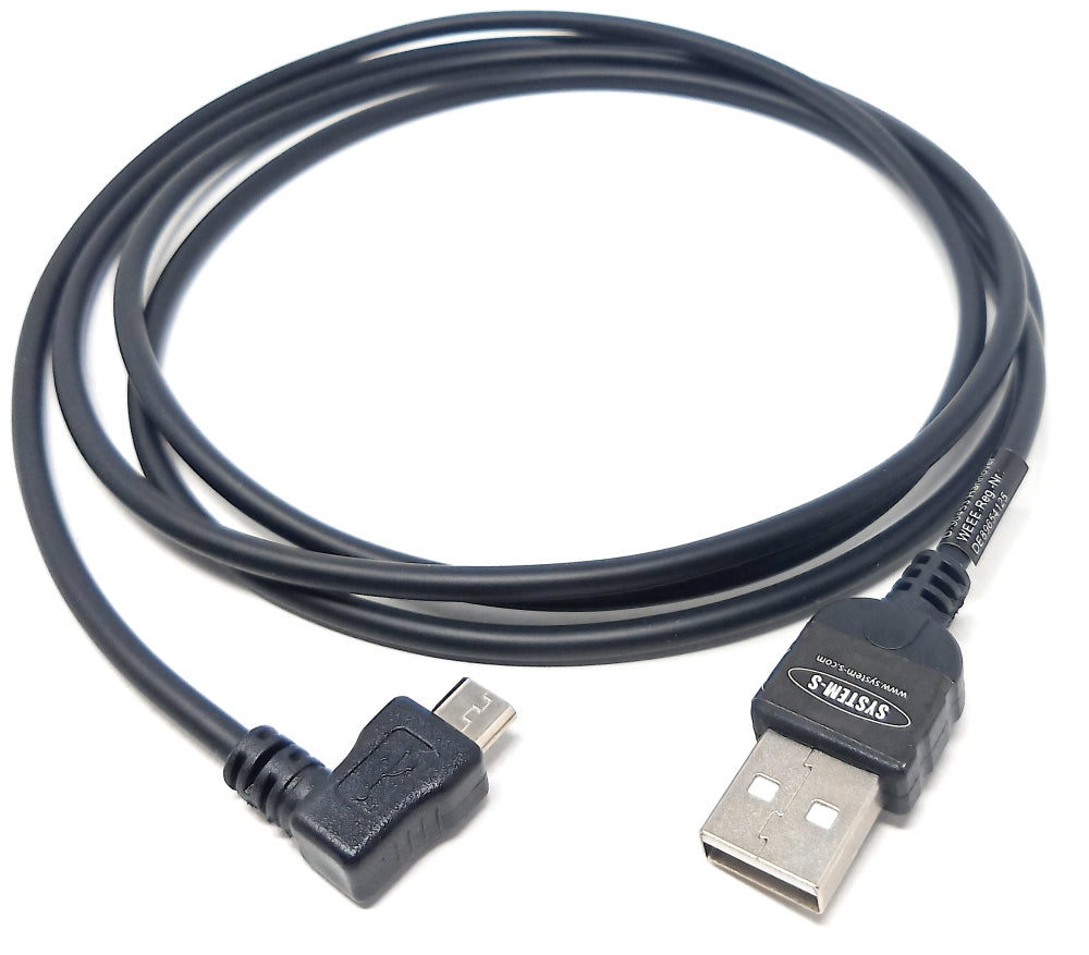 System-S Micro USB 2.0 Datenkabel Ladekabel 140 cm 90 grad gewinkelt links Winkelstecker