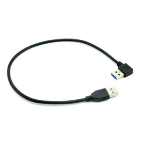 SYSTEM-S USB 3.0 Kabel 100 cm Typ A Stecker zu Stecker Adapter Winkel in Schwarz