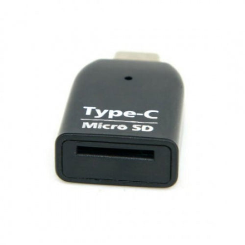 Adaptador System-S USB 3.1 Tipo C para lector de tarjetas microSD / SDHC / SDXC / T-Flash lector de tarjetas mini lector de tarjetas en color negro