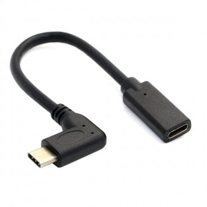 System-S USB 3.1 Type C (female) zu USB 3.1 Type C (male) 90° rechts gewinkelt Adapter Kabel Verlängerung 20 cm