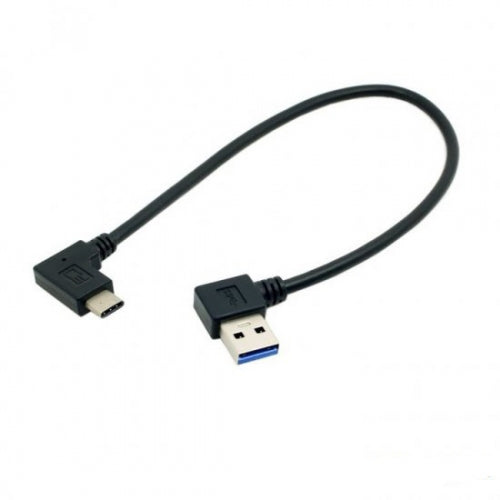 System-S USB 3.1 Tipo C (hembra) a USB 3.0 Tipo A (hembra) Extensión de cable adaptador en ángulo recto de 90° 28 cm