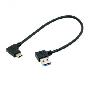 System-S USB 3.1 Type C (female) zu USB 3.0 Type A (female) 90° rechts gewinkelt Adapter Kabel Verlängerung 28 cm