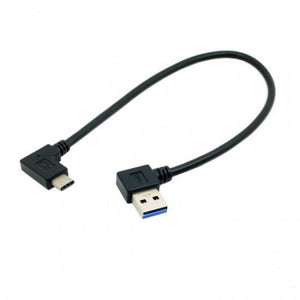 System-S USB 3.1 Type C (female) to USB 3.0 Type A (female) 90° right angled adapter cable extension 28 cm