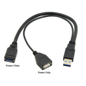 System-S USB 3.0 Type A male to USB 3.0 Type A female HDD hard drive cable with extra power USB 2.0 Type A female Y cable