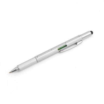 System-S 6-in-1 Stilo Touch Pen Stilo Penna a sfera Righello Cacciavite Livella a bolla per Smartphone e Tablet PC nei colori Argento