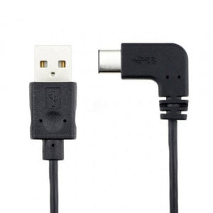 SYSTEM-S USB 3.1 Typ C 90° rechts gewinkelt Kabel Winkelstecker zu USB 2.0 A  Kabel 120 cm in Schwarz