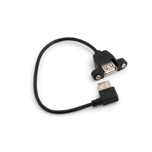 System-S 90° degree angle right angled USB A (male) to USB A (female) panel mount plug cable extension cable
