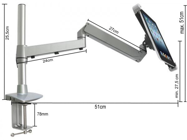 Soporte de mesa SYSTEM-S con brazo giratorio soporte flexible con abrazadera de mesa para lector de libros electrónicos de tableta PC