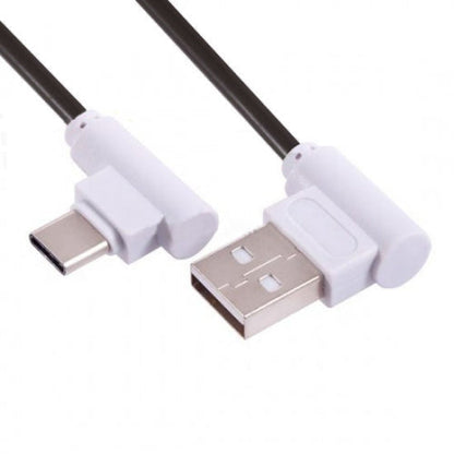 SYSTEM-S USB 3.1 Tipo C Conector en ángulo de 90° a USB 2.0 A Cable de datos Cable de carga Cable adaptador 89 cm en negro