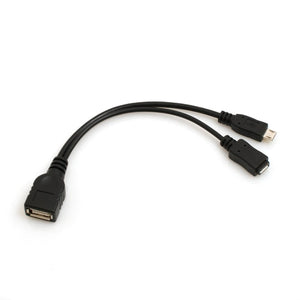 SYSTEM-S 3 en 1 OTG Host USB A (femelle) et Micro USB (mâle/femelle) Câble de données 20 cm