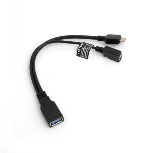 SYSTEM-S OTG On The Go Host Cable 3in1 USB 3.0 Type A to Micro USB 3.0 and Micro USB 2.0 data cable 22 cm Y cable