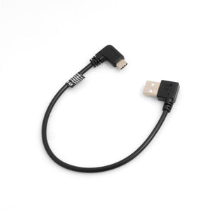 SYSTEM-S USB 3.1 Tipo C en ángulo de 90° a USB 2.0 Tipo A Conector en ángulo de 90° Cable de datos Cable de carga Cable adaptador 27 cm