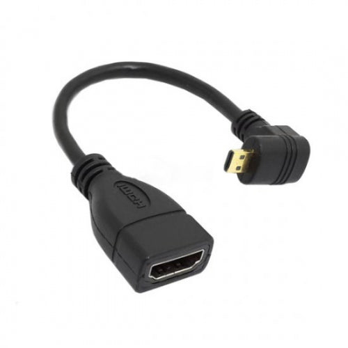 SYSTEM-S Spina micro HDMI ad angolo verso l'alto angolata a 90° rispetto alla presa di ingresso HDMI cavo da 15 cm