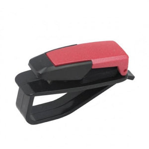 Porte-lunettes de voiture SYSTEM-S, porte-lunettes, support pare-soleil pour lunettes, lunettes de soleil, cartes de stationnement et bien plus encore en rouge et noir