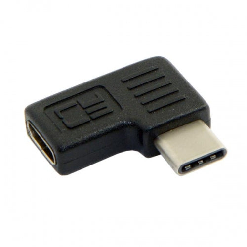 SYSTEM-S 90 degree right and left angled USB 3.1 Type C male to USB 3.1 Type C female adapter angle adapter plug