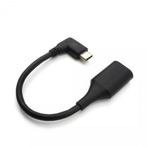 SYSTEM-S OTG Host USB A 3.0 female to USB 3.1 Type C male 90° degree angled plug adapter data cable extension on-the-go host 16 cm