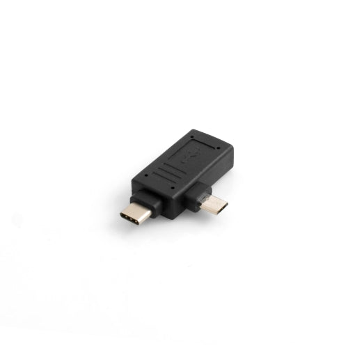 SYSTEM-S USB Type A 2.0. Female to Micro USB male and USB Type C 3.1 90° OTG host flash drive connection adapter for smartphone tablet PC