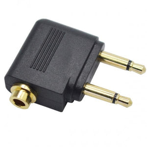 Adaptateur casque d'avion SYSTEM-S Double prise jack mono 3,5 mm AUX coudée (mâle) vers prise jack stéréo 3,5 mm (femelle)