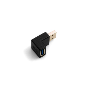 SYSTEM-S Entrada USB tipo A 3.0 (hembra) a conector USB tipo A 3.0 (macho) Ángulo descendente de 90° Adaptador de cable en ángulo izquierdo Adaptador de enchufe Convertidor