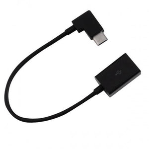 SYSTEM-S OTG Host USB A 2.0 femelle vers USB 3.1 Type C mâle adaptateur de prise coudée à 90° rallonge de câble de données hôte en déplacement 17 cm en noir