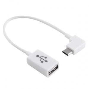 SYSTEM-S USB 3.1 cable 18 cm type C plug to 2.0 A socket angle adapter in white