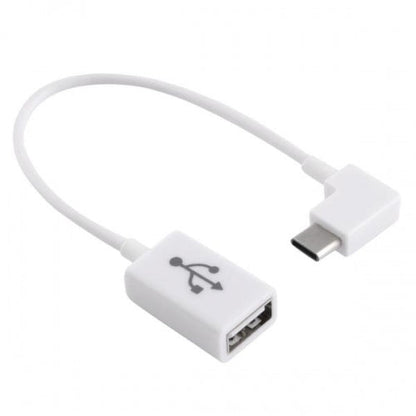 SYSTEM-S USB 3.1 Kabel 18 cm Typ C Stecker zu 2.0 A Buchse Winkel Adapter in Weiß