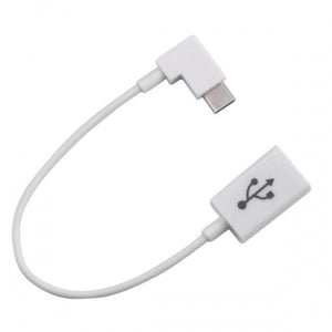 SYSTEM-S USB 3.1 cable 18 cm type C plug to 2.0 A socket angle adapter in white