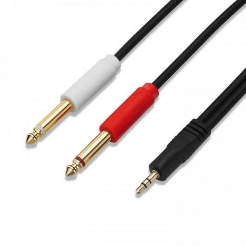 Cable divisor de audio estéreo con conector jack de 3,5 mm AUX TRS (macho) a doble conector mono de 6,35 mm