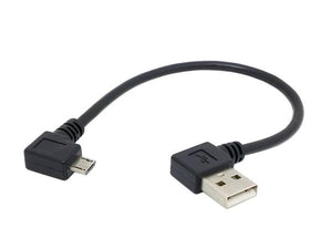 SYSTEM-S Micro USB Kabel 90° grad rechts gewinkelt Winkelstecker zu USB 2.0 Typ A (male) 90° Grad rechts gewinkelt Datenkabel Ladekabel ca. 19 cm
