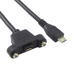 SYSTEM-S Câble adaptateur micro USB pour montage sur panneau Micro USB mâle vers Micro USB femelle avec écrous à vis 50 cm