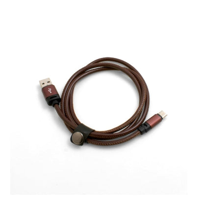 SYSTEM-S USB 3.1 Type C (male) to USB A 3.0. (male) cable adapter data cable charging cable 100 cm leather look in brown