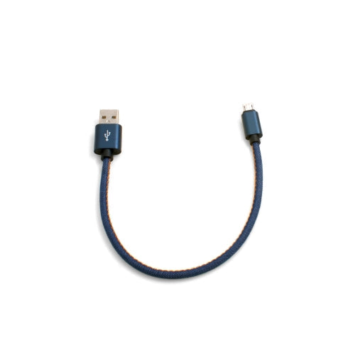 SYSTEM-S Micro USB cable (male) to USB A 3.0. (male) adapter data cable charging cable 25cm fabric coating jeans look