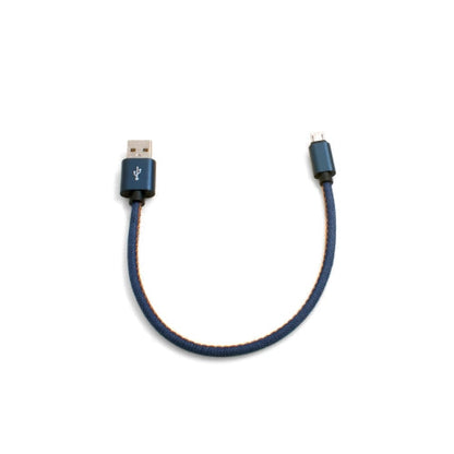 SYSTEM-S Micro USB Kabel (male) zu USB A 3.0. (male) Adapter Datenkabel Ladekabel 25cm Stoffummantelung Jeans-Optik