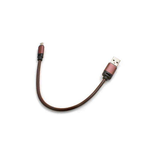 SYSTEM-S Micro USB (male) to USB A 3.0. (male) adapter data cable charging cable 25cm leather look in brown