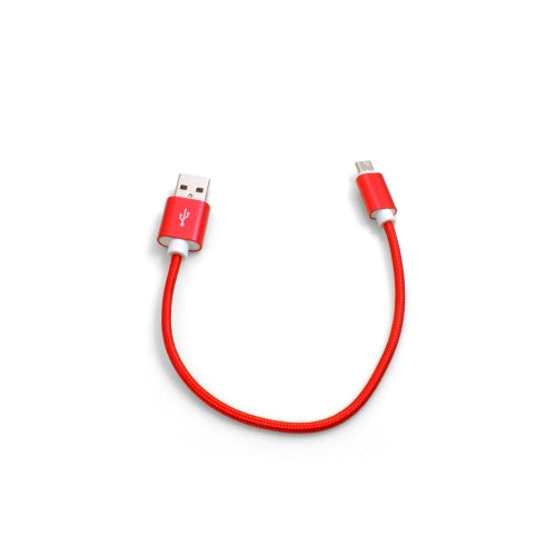 SYSTEM-S Micro USB cable (male) to USB A 2.0. (male) adapter data cable charging cable 25cm nylon braided in red