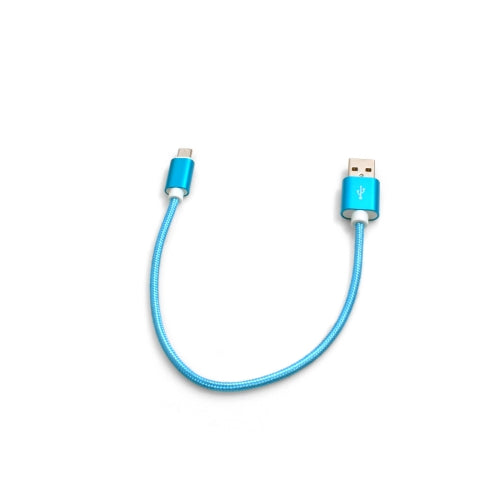 SYSTEM-S Micro USB cable (male) to USB A 2.0. (male) adapter data cable charging cable 25cm nylon braided in blue