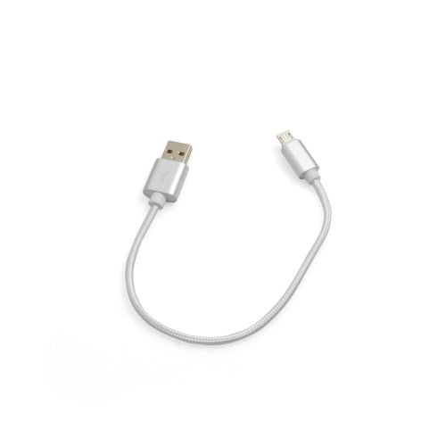 SYSTEM-S Micro USB cable (male) to USB A 2.0. (male) adapter data cable charging cable 25cm nylon braided in white-silver