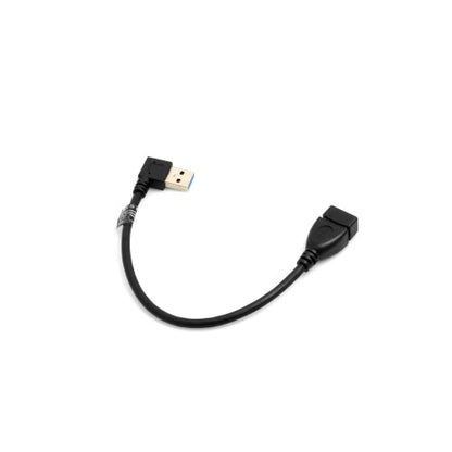 SYSTEM-S USB Typ A 3.0 Stecker 90° Grad Links gewinkelt zu USB Typ A 3.0 Buchse Adapter Kabel Datenkabel Ladekabel 23 cm