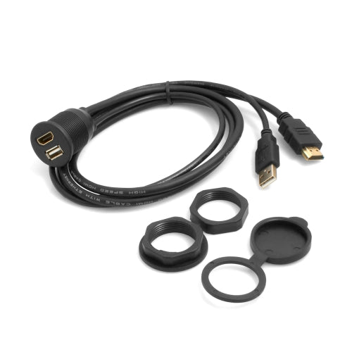 SYSTEM-S Cavo prolunga USB A e HDMI presa incorporata lunghezza cavo 99 cm