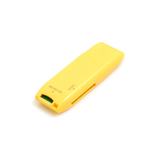 Adaptador lector de tarjetas SYSTEM-S 2 en 1 USB Tipo A 3.0 a Micro SD SDXC SDHC en color amarillo