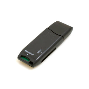 SYSTEM-S 2 in 1 USB Type A 3.0 to Micro SD SDXC SDHC card reader adapter in black