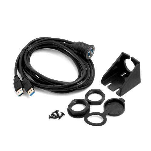 SYSTEM-S 2m Dual USB A 3.0. Cable extension cable installation socket for flush-mounted dashboard