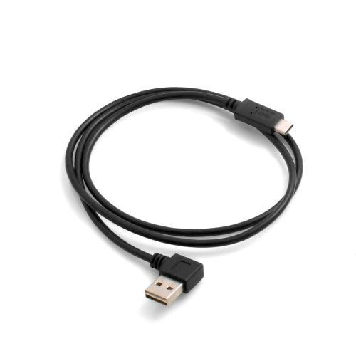 SYSTEM-S USB 3.1 Type C plug to USB A 2.0 90° angled, usable on both sides, plug cable 87cm in black