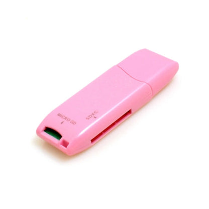 Adaptador lector de tarjetas SYSTEM-S 2 en 1 USB Tipo A 3.0 a Micro SD SDXC SDHC en color rosa