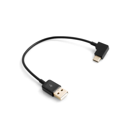 SYSTEM-S Cable USB 3.1 Tipo C macho angulado 90° a USB A 2.0 macho 20cm en negro