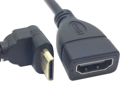 SYSTEM-S Mini HDMI Kabel Stecker 90° gewinkelt zu HDMI Buchse 16 cm