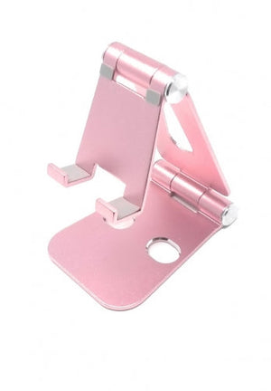 Support pliable en aluminium System-S pour tablette et smartphone en rose