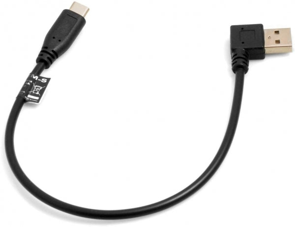 System-S USB-C cable 28cm USB 3.1 Type C male to USB A 3.0 90 degree left angled male