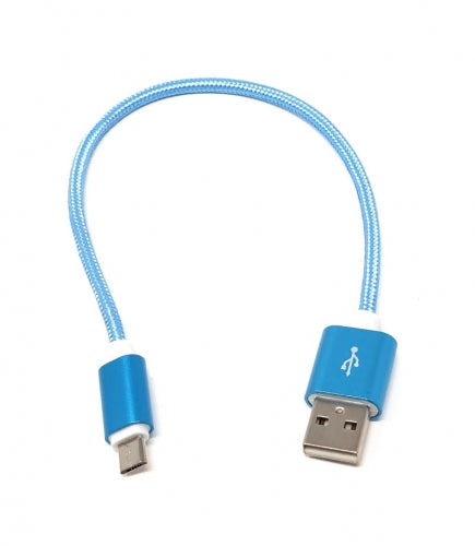 Cavo micro USB 25 cm guaina in nylon blu